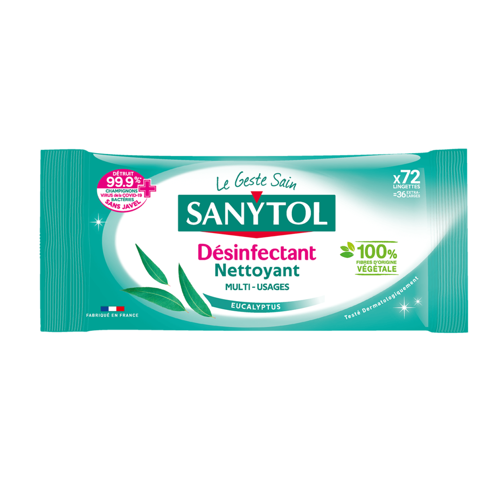 Lingettes Désinfectantes Nettoyantes Multi-Usages Sanytol Eucalyptus