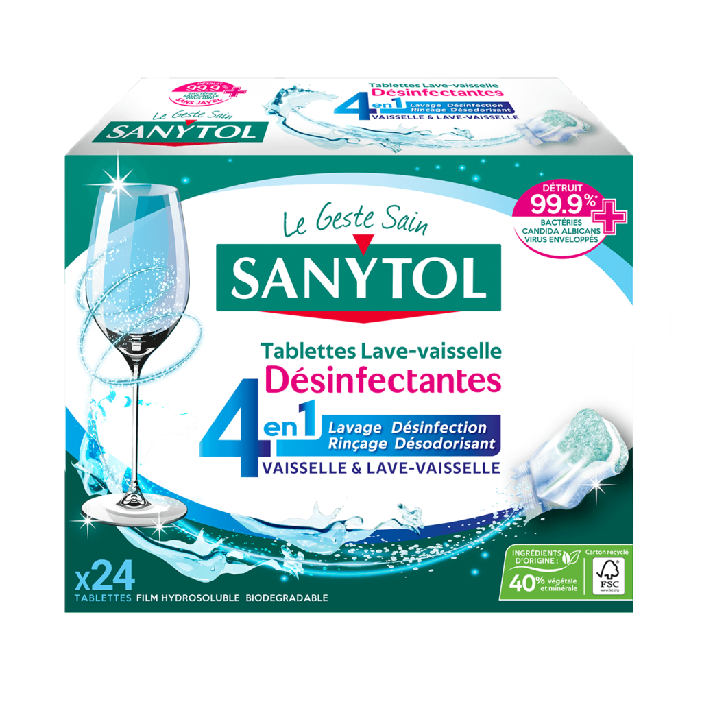 Tablettes Lave-Vaisselle Désinfectantes 4 en 1 Sanytol