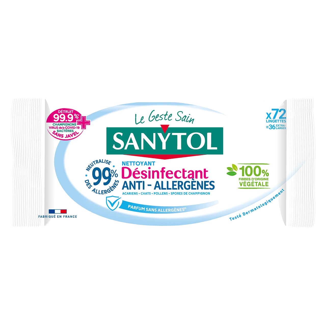 Lingettes multi-usages désinfectantes anti-allergènes, Sanytol (x