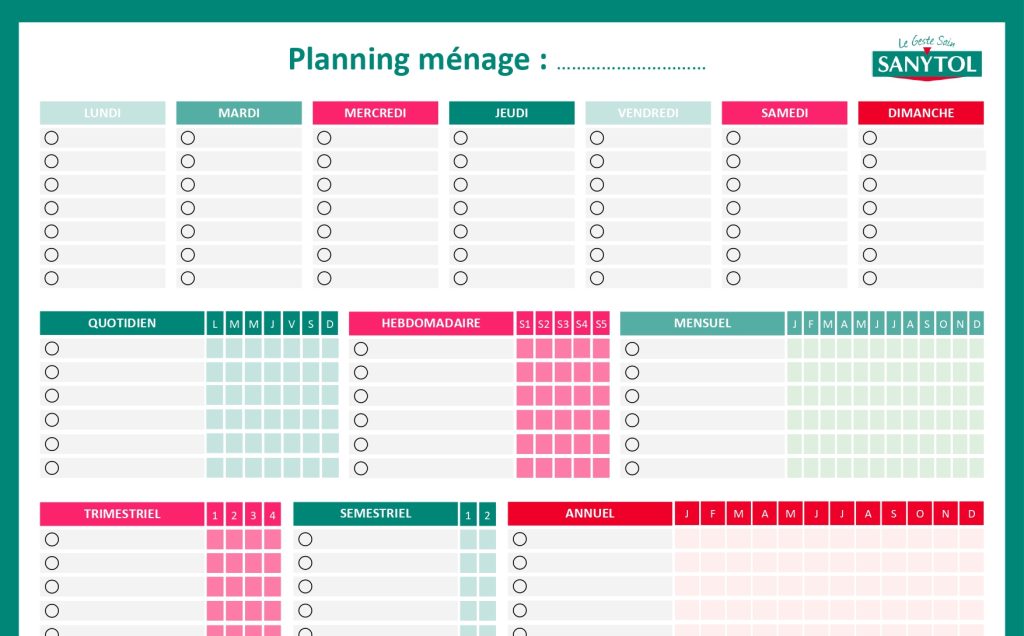 Planning menage Sanytol