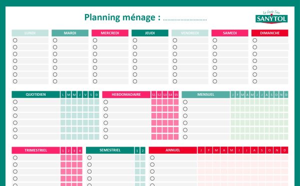 Planning menage Sanytol
