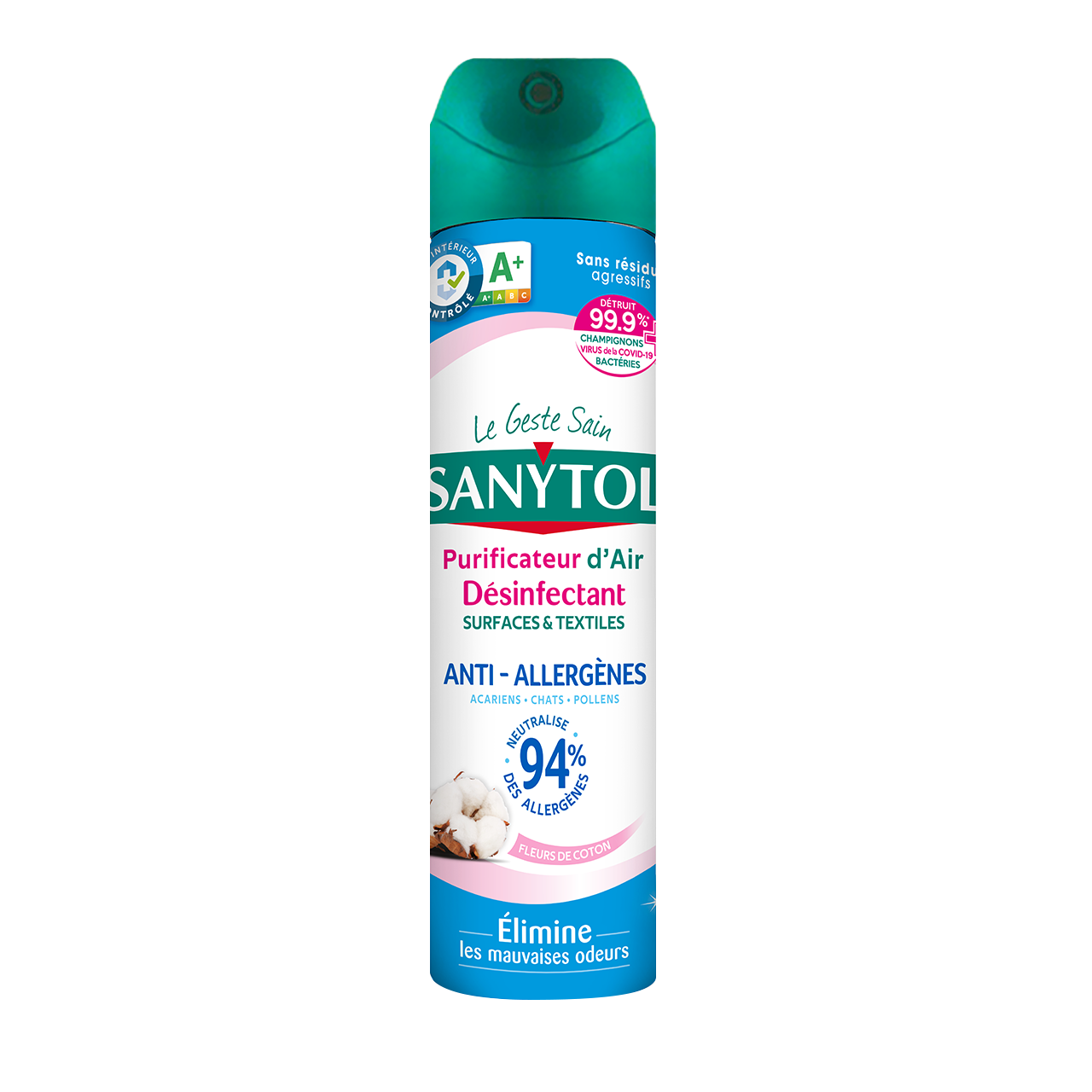 Purificateur d'Air Désinfectant Air & Surfaces Anti-Allergènes Sanytol  Fleurs de coton