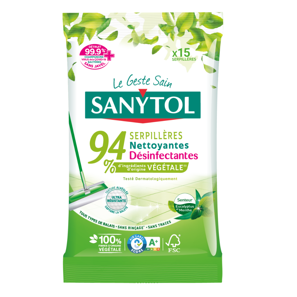 Serpillères Nettoyantes Désinfectantes Sanytol Eucalyptus