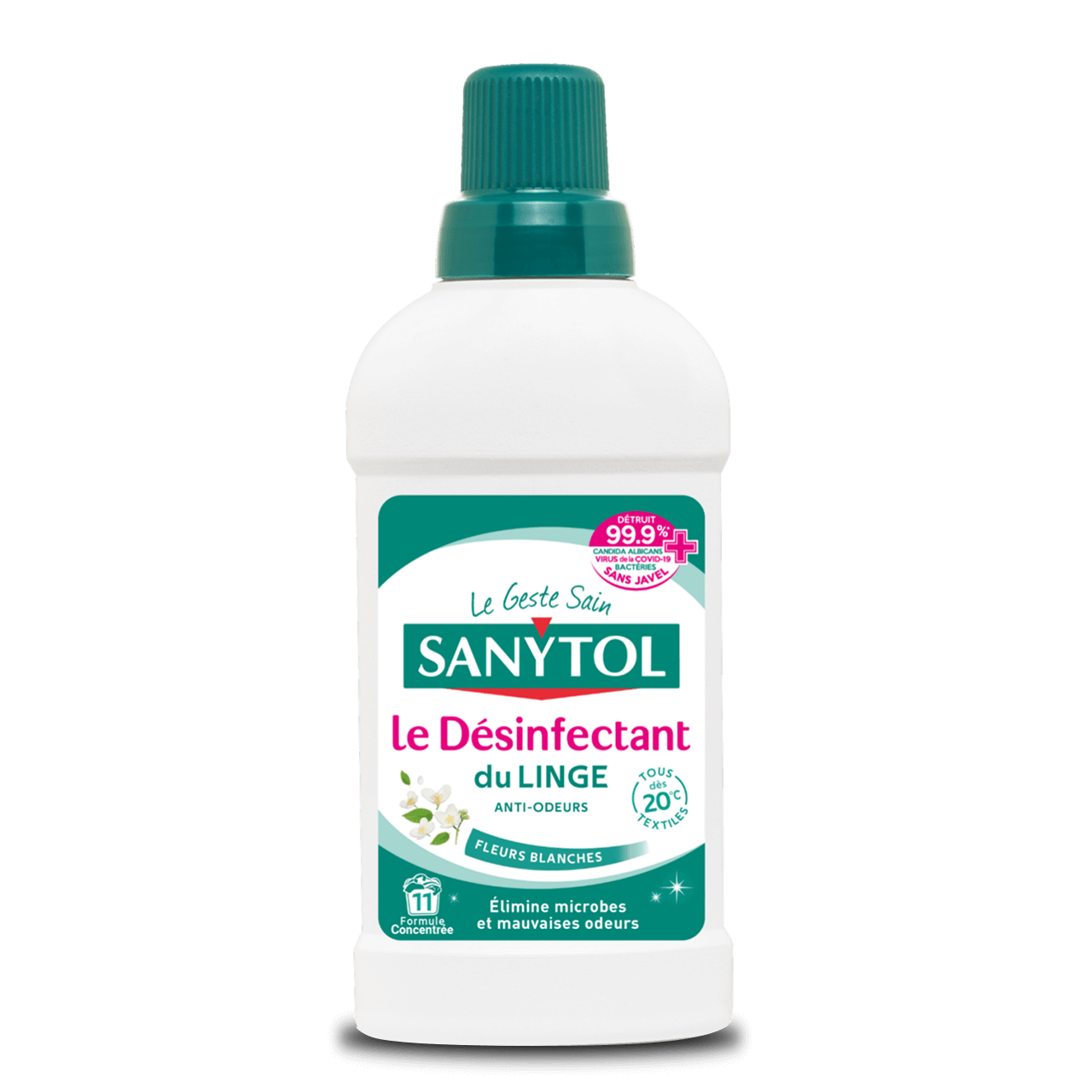 SANYTOL Désinfectant du linge anti-odeurs fleurs blanches Format familial  1,5l pas cher 