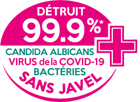 Détruit 99.9% des bactéries, virus H1N1, candida albicans sans javel