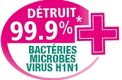 Détruit 99.9% des bactéries, microbes et virus H1N1