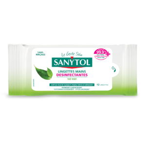 Lingettes mains désinfectantes Sanytol Thé Vert