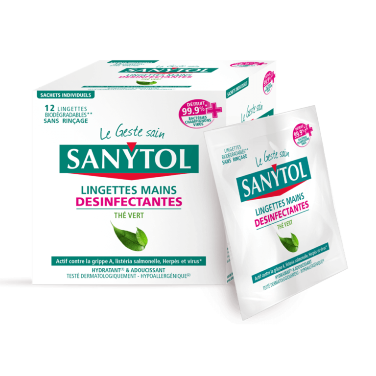 Lingettes Mains Désinfectantes Sanytol Thé Vert